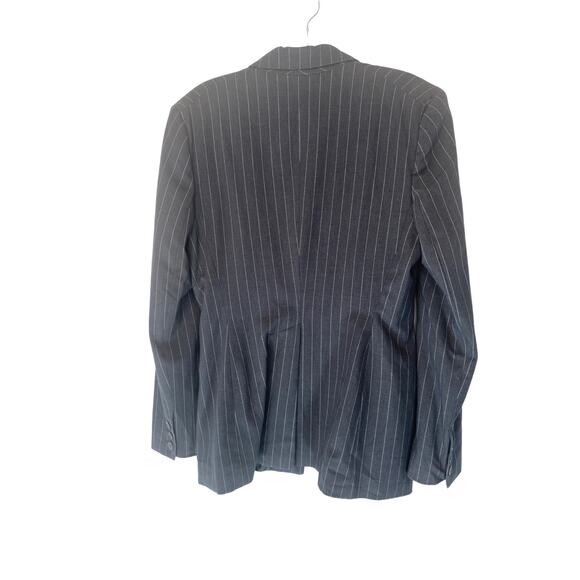 Norma Kamali Gray White Pin Striped Preppy Academia Work Career Blazer Size 10 - Picture 5 of 8